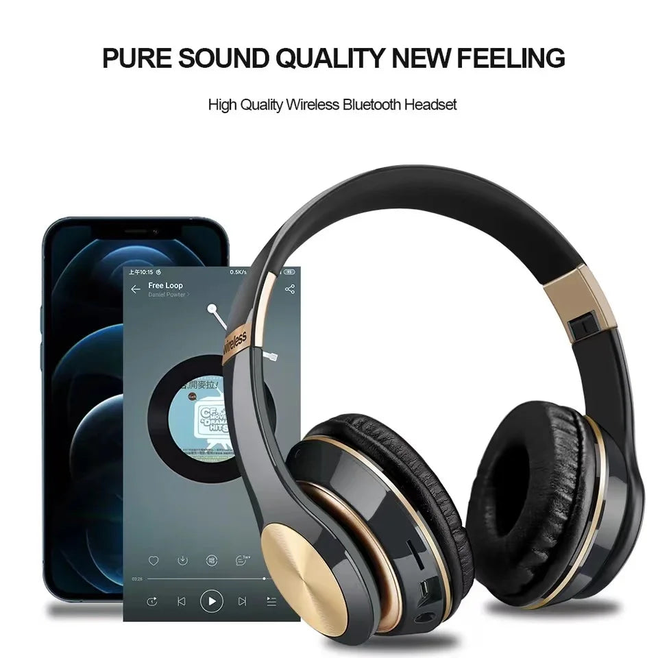 Bluetooth 5.0 Gaming Headphones Blutooth T5 Music Foldable Earphone Bluetooth Wireless Earphones For Phone Wired Headset Gamer - Sound Wave Harmony 