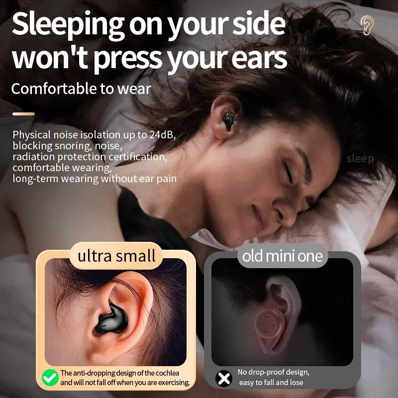 Invisible Sleep Wireless Earphone TWS Bluetooth 5.3 Headphones Hidden Earbuds IPX5 Waterproof Noise Reduction Sports Headset - Sound Wave Harmony 