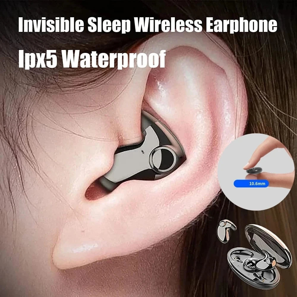 Invisible Sleep Wireless Earphone TWS Bluetooth 5.3 Headphones Hidden Earbuds IPX5 Waterproof Noise Reduction Sports Headset - Sound Wave Harmony 